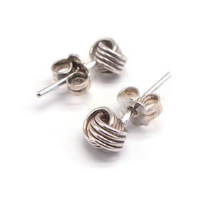Vintage Sterling Silver Knot Earrings, 80s stud earrings, knot stud earrings, vintage silver earrings, Portuguese vintage