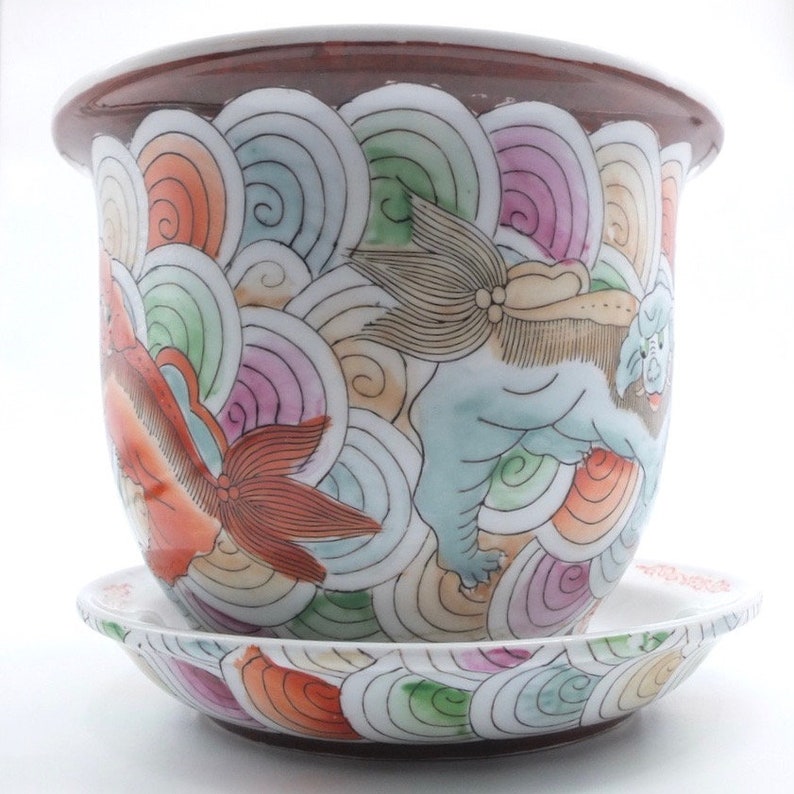 Vintage Oriental Flower Pot Vintage Chinese Porcelain Macao Etsy