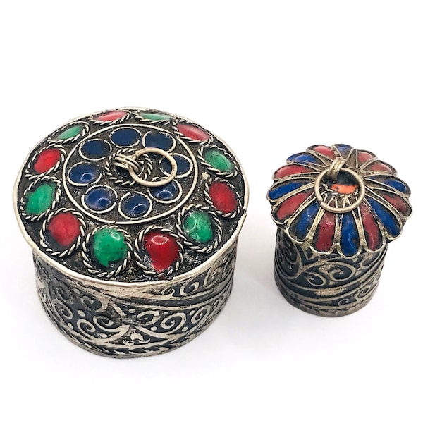 Vintage set of BERBER ring boxes //// Silver Trinket Box /// Vintage Ring Box