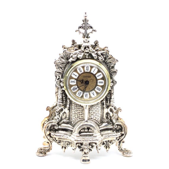 Vintage Brass Table Clock, Vintage Table clock, Vintage Brass Clock, metal clock, Fireplace Décor, Fireplace Clock