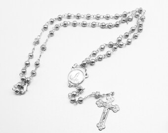 Vintage Sterling Silver Rosary, Fatima Mother of Children, Silver rosary, Fatima Silver rosary