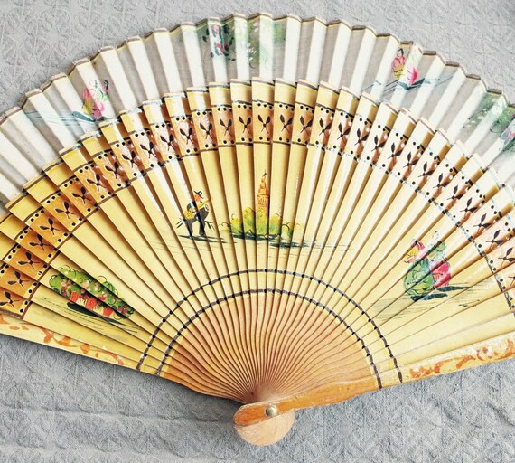 Antique Hand painted Spanish Hand Fan,
