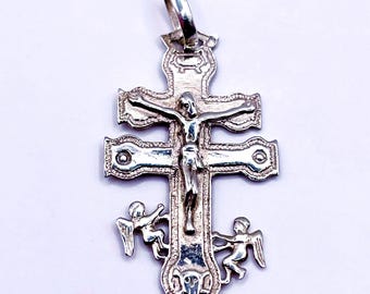 Vintage Sterling Silver Crucifix Pendant, Calatrava crucifix