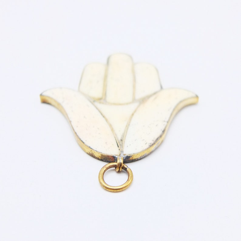 Antique Bone and Brass Hand of Fatima Pendant Amulet Hand of Fatima Hamsa Pendant