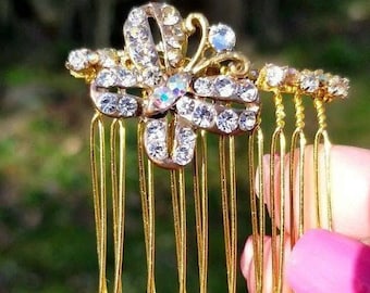 Decorative Butterfly Hair Comb,  Rhinestone Hair Comb
