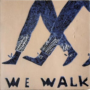 Ręcznie malowane portugalskie płytki | Kobaltowy błękit [WE WALK] | Sztuka azulejos z XVII wieku | 14 x 14 cm
