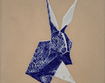 Hand-Painted Portuguese Tile | Cobalt Blue [Rabbit] | XVII Century Azulejo Art | 14x14cm