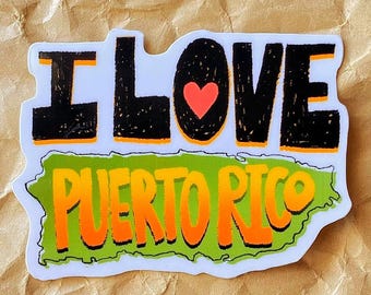 I Love Puerto Rico Sticker | Boricua, Travel, Laptop, iPhone, Water-Resistant Vinyl