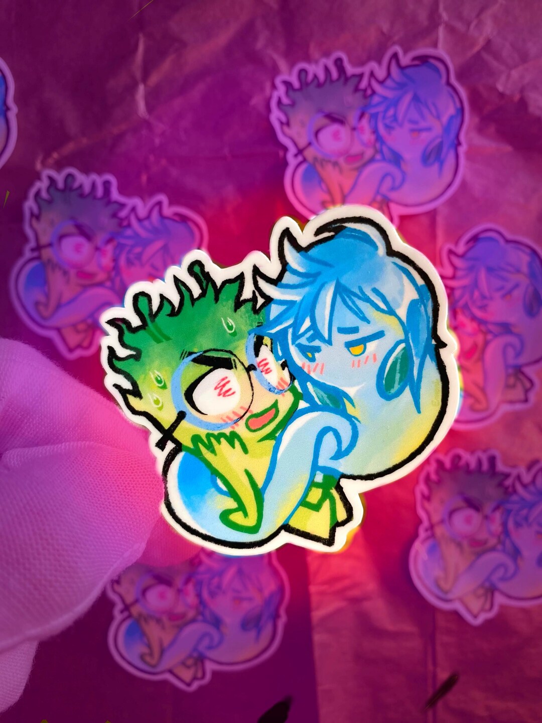 Hug Ghost Demon Alien Boy Ghost Girl Hug, Anime Sticker, Romance, Shonen, Love - Etsy