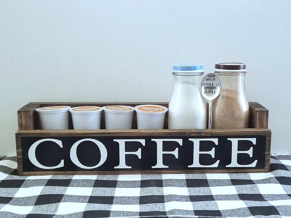 Farmhouse style wood KCup holder. Coffee pod storage for Etsy