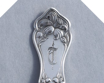 Spoon Key Chain Spoon Keychain, Spoon Keyring, Key Fob, Monogram T, Spoon Key Ring Lily Pattern T Monogram Upcycled Silverware Handmade