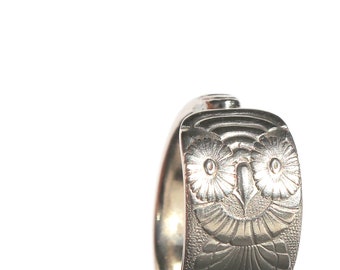 Owl Ring Vintage Spoon Ring Statement Ring Silverware Jewelry