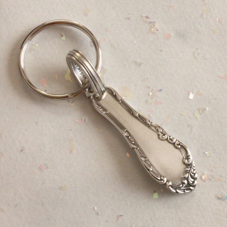 Spoon Key Ring Spoon Key Chain Silverware Keychain Spoon Keychain Silverware Keyring Vintage Silverware Vintage Spoon Loraine Pattern image 3