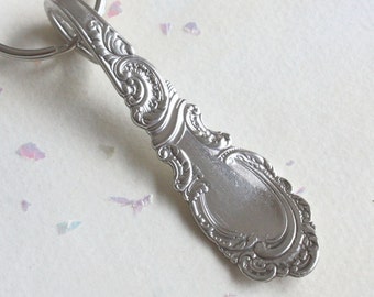 Spoon Keychain, Spoon Key Ring, Silverware Key Chain, Spoon Key Chain, Spoon Key Ring, Key Fob, Handmade Key Ring Aldine Pattern