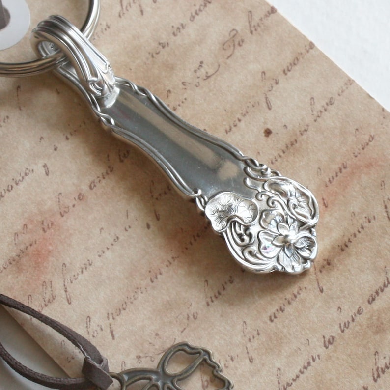 Silverware Handle Key Ring. Spoon Handle Key Ring. Silverware Key Chain. Spoon Key Chain. Berwick aka Diana Pattern Vintage Silverware image 4