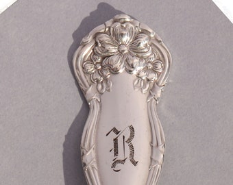 Spoon Keychain Silverware Key Chain Spoon Key Ring Vintage Silver Plate Silverware Arbutus R Monogram Monogram R