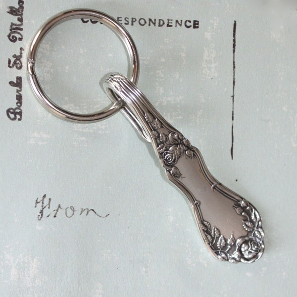 Silverware Keychain Spoon Key Ring in the Rosemary Pattern