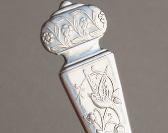 Spoon Key Chain Spoon Key Ring Vintage Silver Plate Silverware Key Chain Corona Pattern Bird, Spoon Handle Key Ring