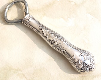 Bottle Opener Vintage Silverware  Handle Holly Pattern Barware Craft Brewery Soda Pop Bottle Opener