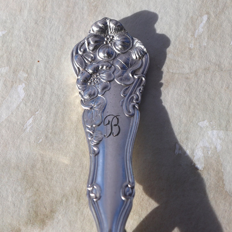 Spoon Keychain Spoon Key Ring Silverware Keychain Spoon Key Chain Berwick aka Diana Pattern Vintage Silverware B Monogram