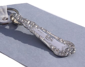 Spoon Key Ring Silverware Keychain Spoon Key Chain Vintage Spoon Yale Pattern Monogram D Silver Spoon Key Chain
