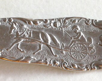 Spoon Keychain Key Ring Extremely Rare and Unique Horse and Buggy Silver Plate Silverware