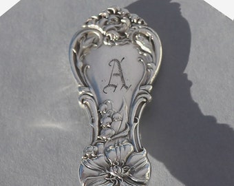 Spoon Key Chain Silverware Key Ring Spoon Keychain Keyring Key Fob Vintage Spoon Floral Pattern Monogram A, Initial A, Letter A Monogram