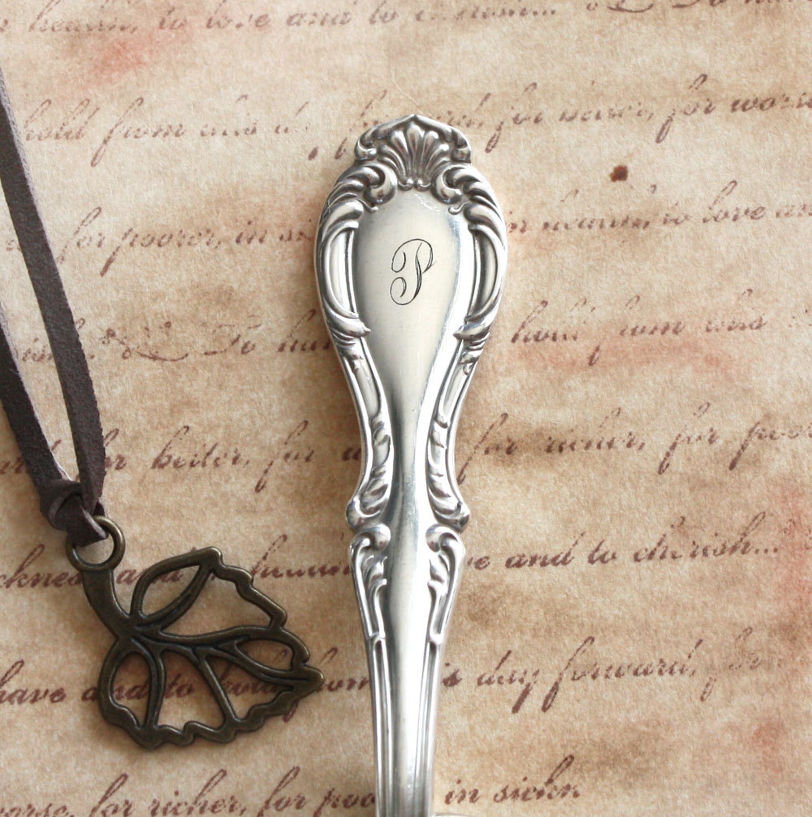 Spoon Keychain Vintage Silverware Key Ring P Monogram Joan Etsy