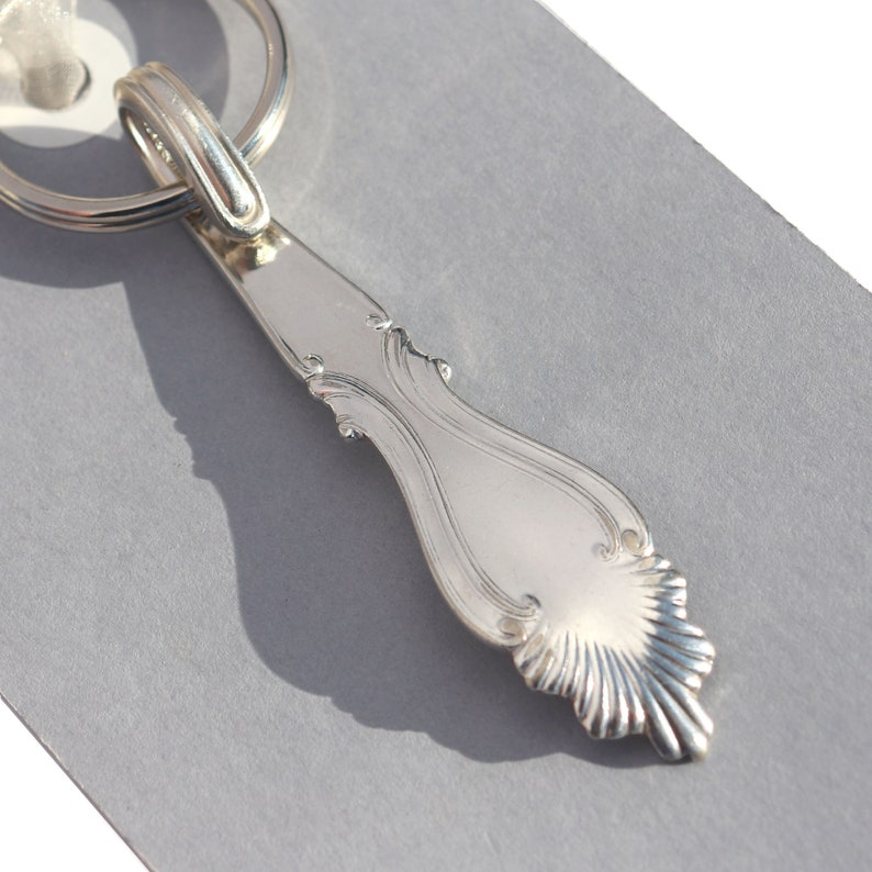 Spoon Key Chain Spoon Key Ring Vintage Silverware F Monogram Bridesmaid Gift Raphael Pattern image 3