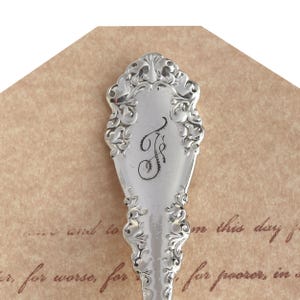 Vintage Berkshire Silverplate Spoon Keychain: Monogram F Keyring