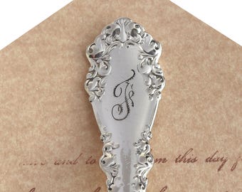 Vintage Berkshire Silverplate Spoon Keychain: Monogram F Keyring