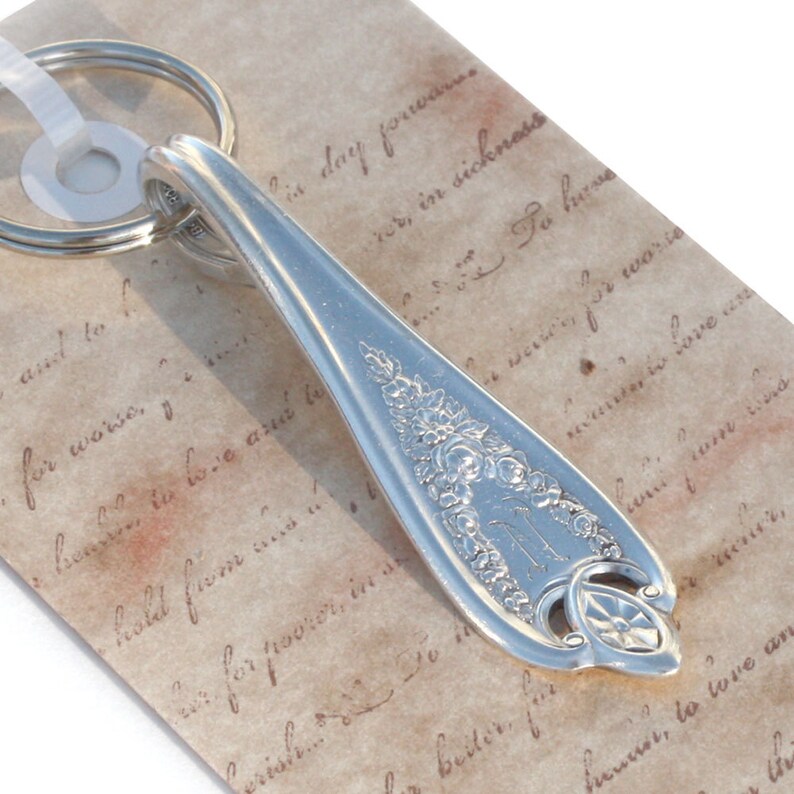 N Monogram Spoon Key Ring Spoon Key Chain Spoon Keychain Old Colony with N Monogram Monogrammed Key Ring Monogram N Unisex Gift image 5