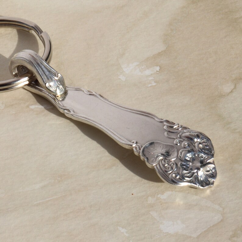 Spoon Keychain Spoon Key Ring Silverware Keychain Spoon Key Chain Berwick aka Diana Pattern Vintage Silverware B Monogram