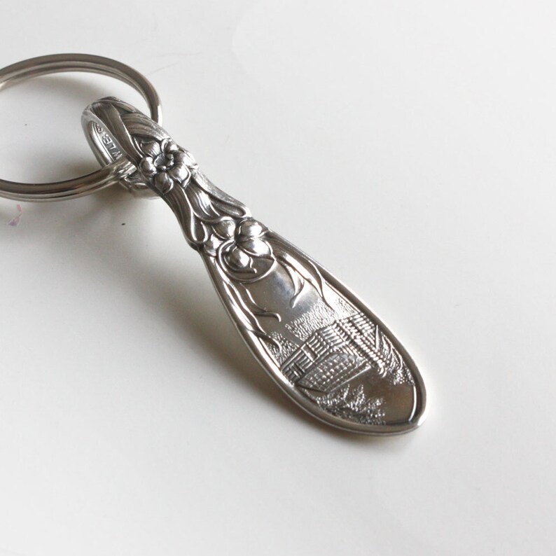 Cabin Key Chain Spoon Key Ring Spoon Key Chain Silver Plate Silverware ...