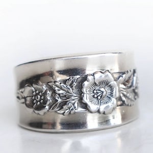 Spoon Ring, Statement Ring, Primrose Pattern, Handmade, Boho Ring, Unisex, Art Deco Ring, Silverware Jewelry