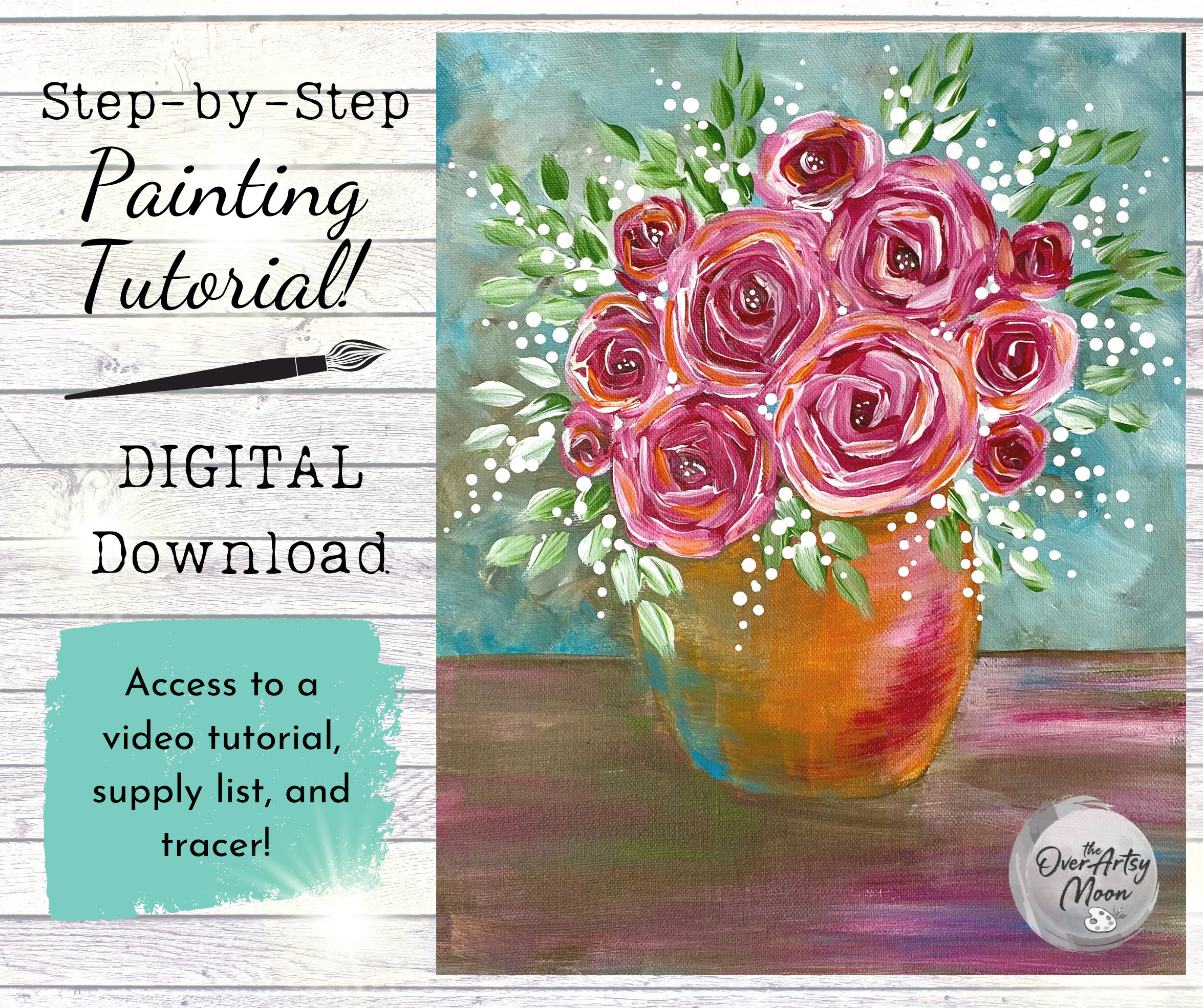 DIY Roses Flower Kit - DIY Kit for Women - Girls Paint Night - DIY Paint Kit  - Bridesmaid Gift - Christmas Gift for Creatives - Art Lovers