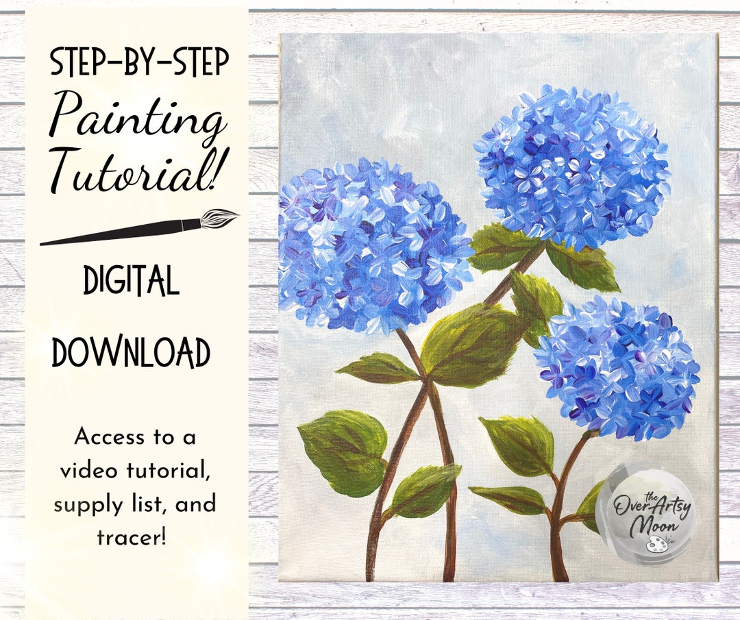 Hydrangeas Acrylic Painting Video Tutorial/ Instant Download/ Etsy