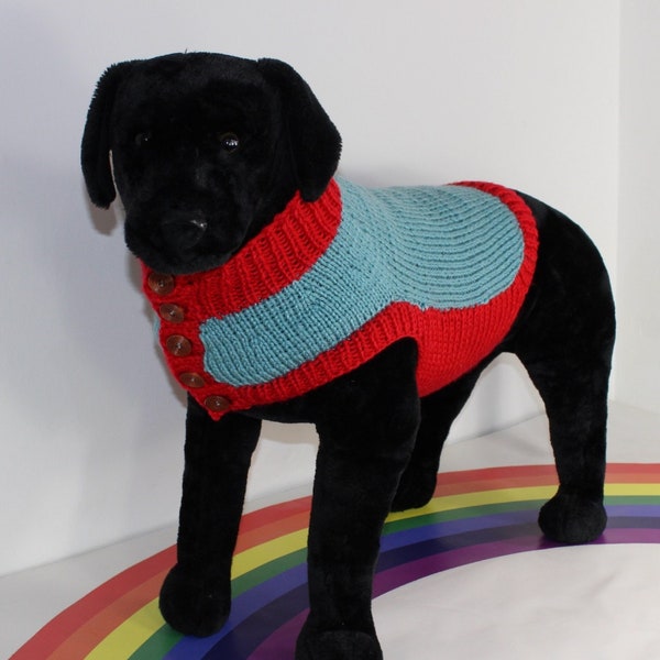 madmonkeyknits immediate pdf download knitting pattern Dog Chunky 2 Colour Side Button Coat