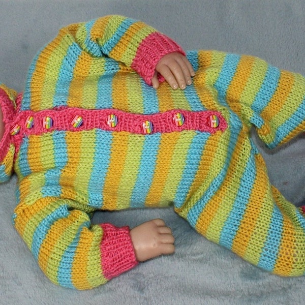 madmonkeyknits immediate pdf download knitting pattern Newborn Baby Hoodie Stripe Onesie