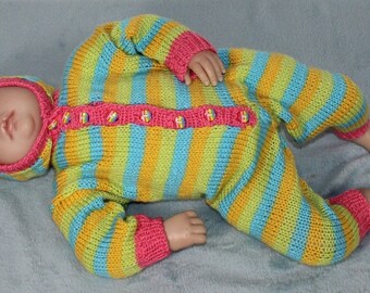 madmonkeyknits immediate pdf download knitting pattern Newborn Baby Hoodie Stripe Onesie