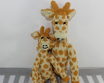 Madmonkeyknits - Cute Mother and Baby Giraffe Toys knitting pattern pdf download - Instant Digital File pdf knitting pattern