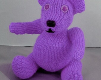 Instant Digital File pdf download knitting pattern - Little lilac Teddy Bear Toy Animal pdf download knitting pattern
