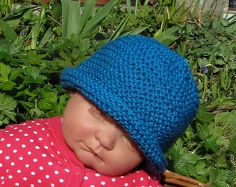 Instant Digital pdf download knitting pattern madmonkeyknits Baby Simple Garter Stitch Roll Brim Beanie Hat pdf knitting pattern