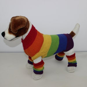 Rainbow Dog Coat and Legwarmers knitting pattern by madmonkeyknits instant digital file pdf download knitting pattern image 5