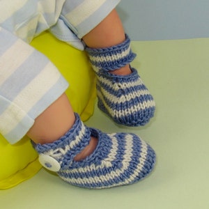 Digital pdf download knitting pattern Baby Simple Stripe Ankle Strap Sandals Booties Bootees Boots pdf download knitting pattern image 3