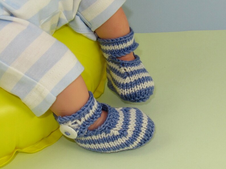 Digital pdf download knitting pattern Baby Simple Stripe Ankle Strap Sandals Booties Bootees Boots pdf download knitting pattern image 3