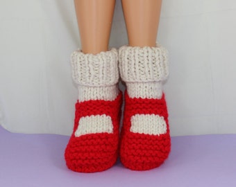 Instant Digital File pdf download knitting pattern - Adult Super Chunky Rib Cuff  Sock Slippers