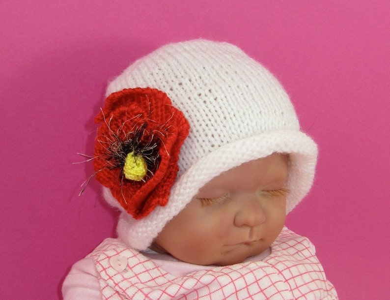 Instant Digital File PDF Download Knitting Pattern-not the hat Baby Poppy Flower Slouch Knitting Pattern image 1