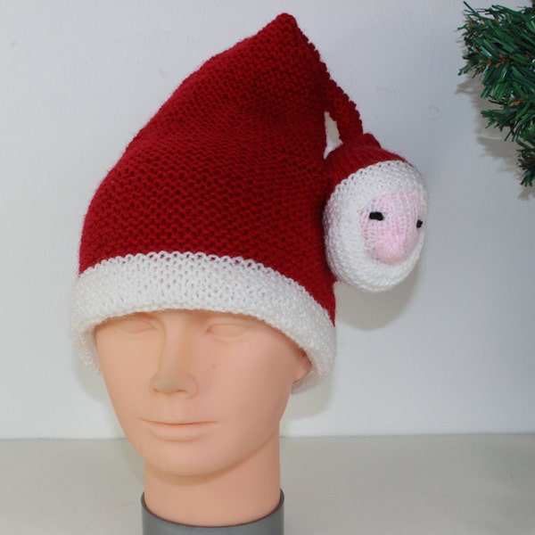 madmonkeyknits - Childrens Santa Head Christmas Hat knitting pattern pdf download - Instant Digital File pdf knitting pattern