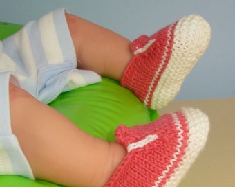 Digital File pdf Download Knitting Pattern - Baby Simple Slip on Deck Shoes